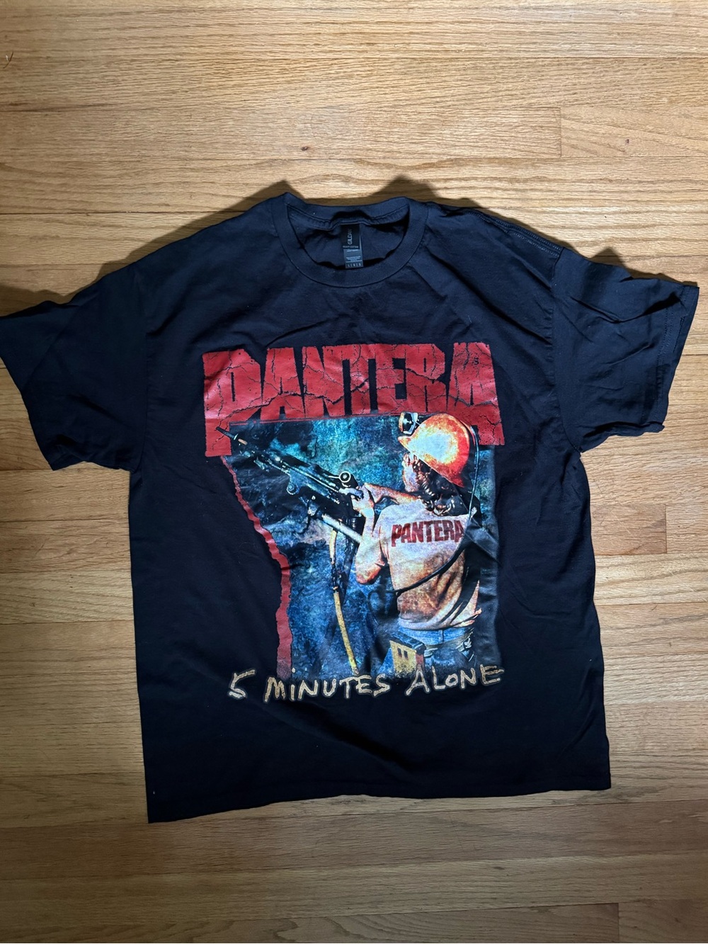 Gildan Black Pantera '5 Minutes Alone' Graphic Tee with Red Logo
